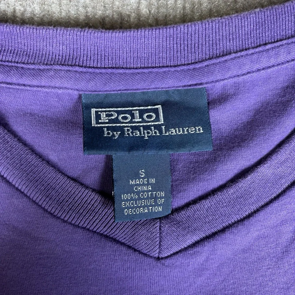 Polo Ralph Lauren Men's Purple V-Neck T-Shirt Yellow Pony Logo Cotton Size S